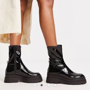 New Aldo Bigshot Flat Sock Boots Black Size 7.5